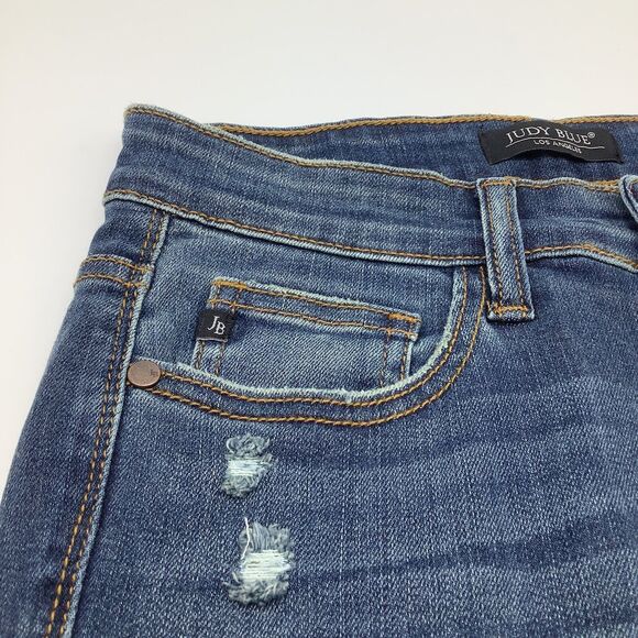 Judy Blue Womens Skinny Fit Distressed Denim Jeans Blue Size 3/26 - Picture 9 of 12